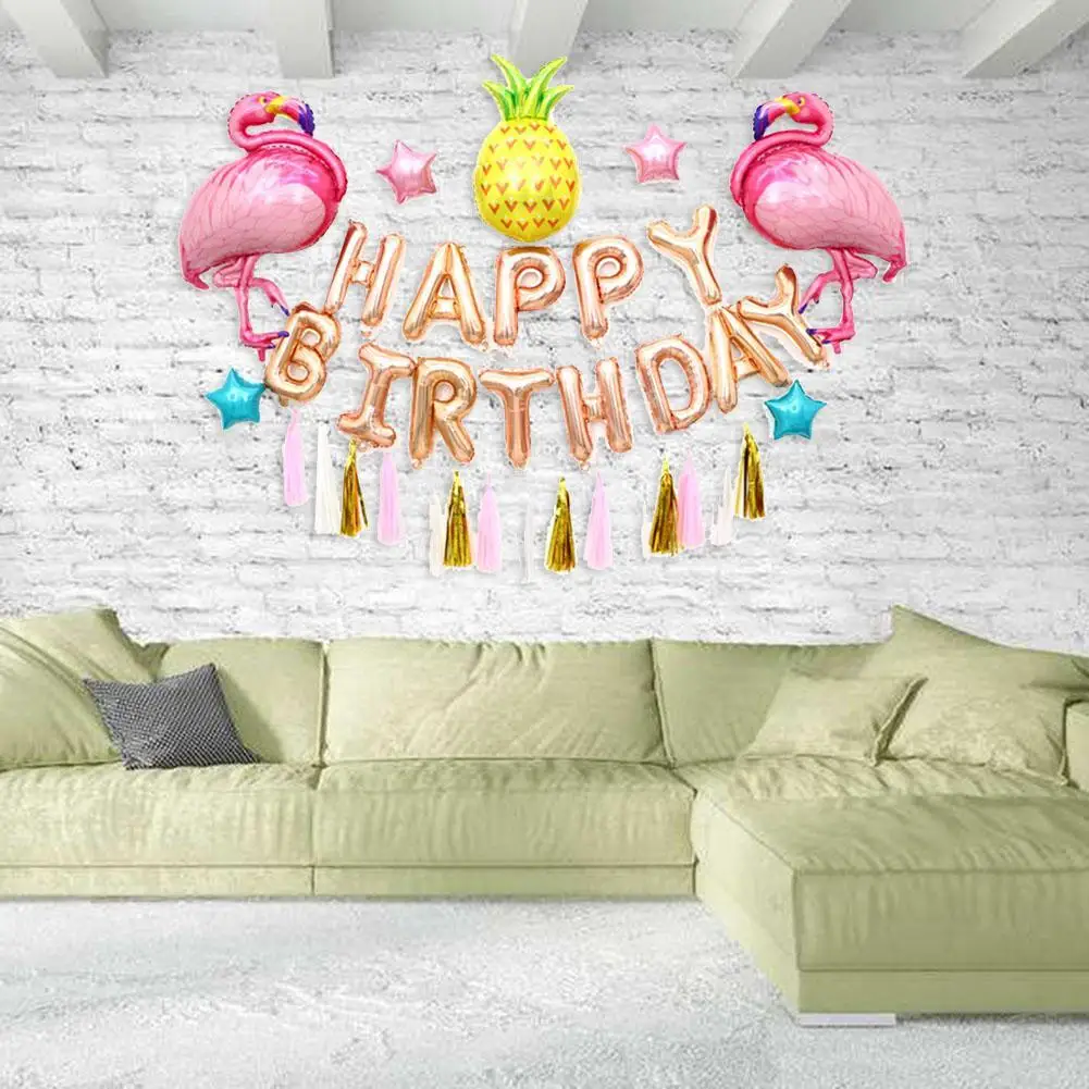 1 комплект Фламинго воздушные шары с днем рождения розовое золото буквы ананас