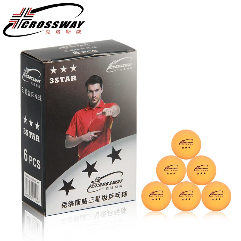 Мячи CROSSWAY 6 шт./коркор. пинг-понг белые оранжевые Профессиональные Бесшовные 3