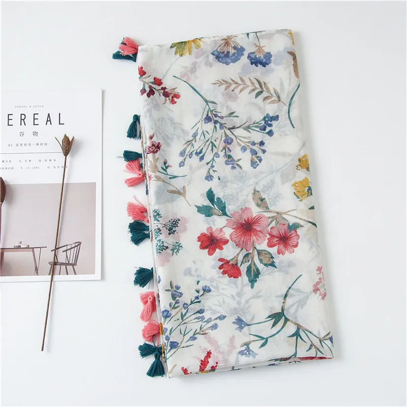 2020 весенне-осенние женские шали с цветочными кисточками модные