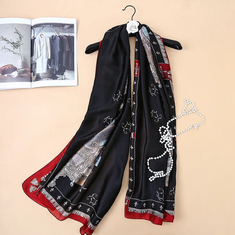 Новая модная весенняя и летняя Лидирующий чешские шелковые шарфы имитация шелка