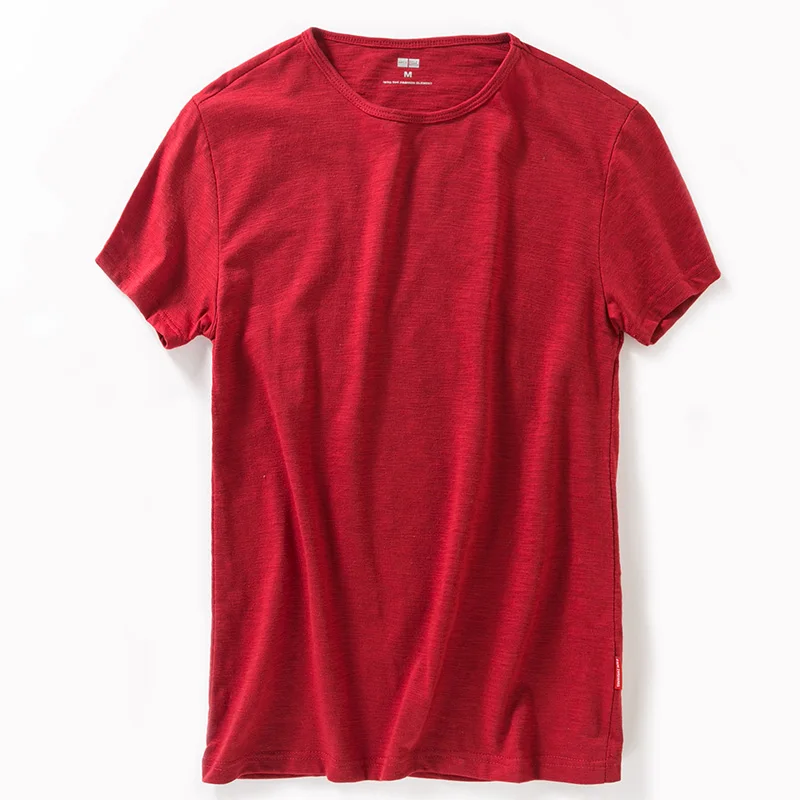 Мужская хлопковая футболка повседневная приталенная Однотонная летняя одежда