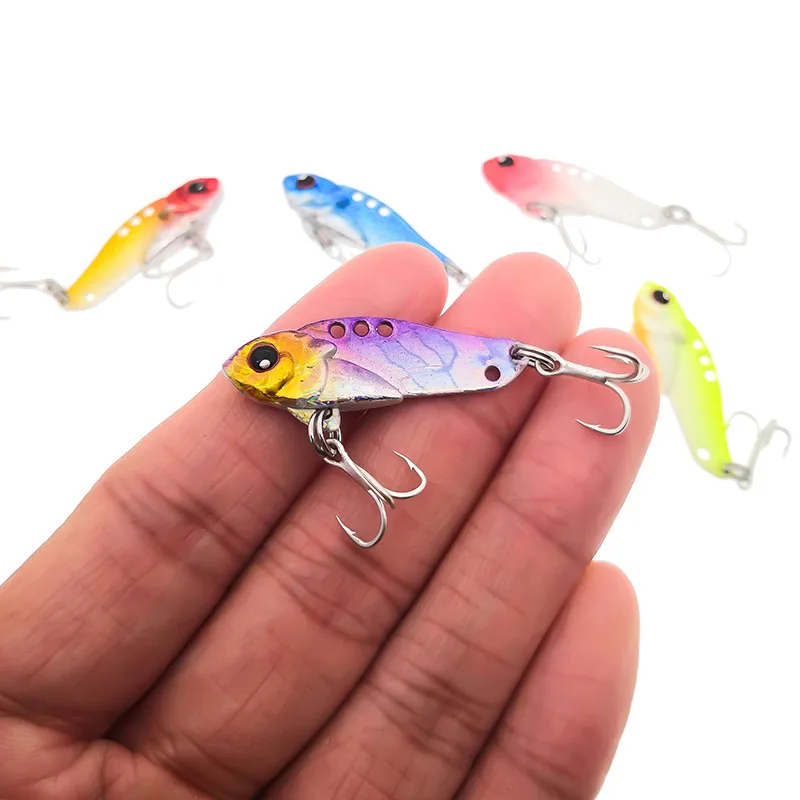 New 1pcs Metal Laser VIB Fishing Lure 5.5g 35mm Winter Ice Jig Fishing Tackle Crankbait Vibration Spoon Spinner Sinking Bait