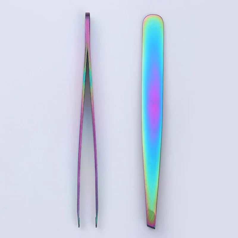 1 шт. пинцет для бровей Хамелеон с плоскими наконечниками|eyebrow tweezers|tweezers slanteye tweezer |