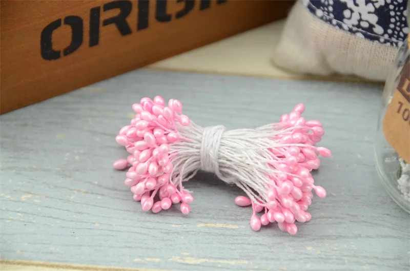 pink 300 шт., искусственные цветы, Двойные головки, перламутровые открытки, украшения для тортов, скрапбукинг, цветочные украшения для дома, свадьбы, вечеринки - Цвет: pink