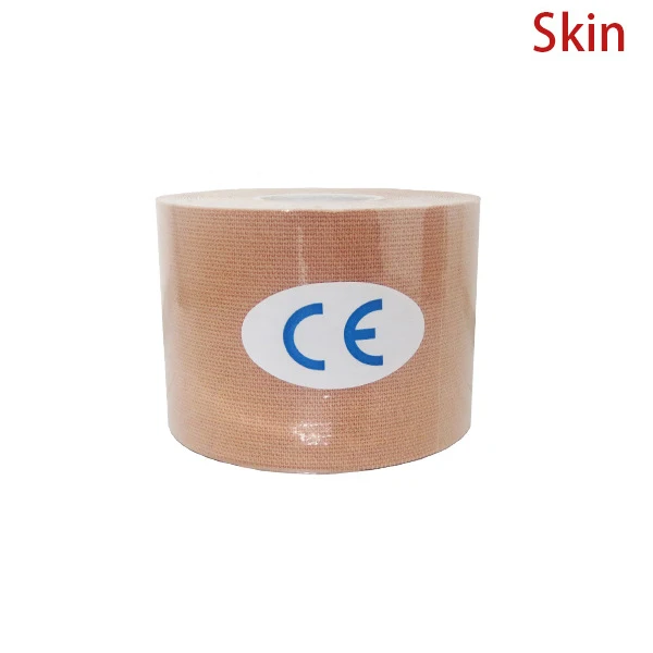 skin Кинезиологии ленты 5 см* 5 м спортивные хлопковые дышащие Водонепроницаемый колена протектор бандаж лечебно-спортивный лента Фитнес волейбол тейпирование ленты кинезиология - Цвет: skin