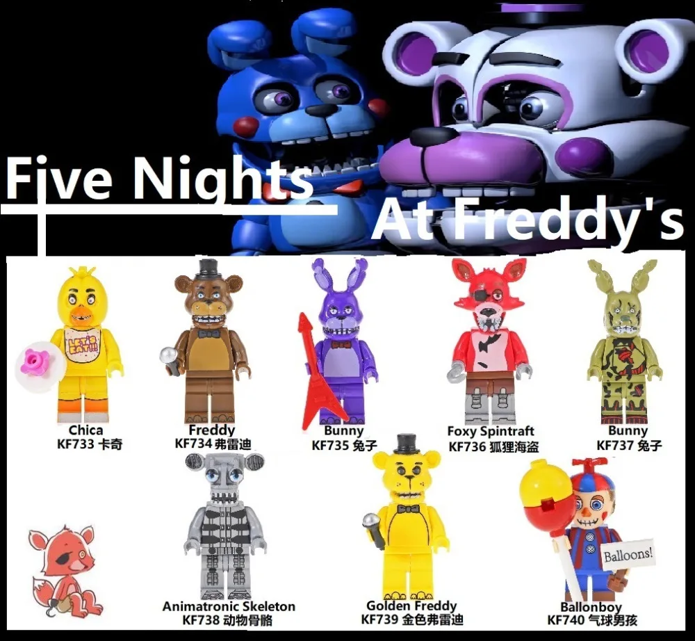 Single Sale Building Blocks Famous Movie Five Nights At Freddy Chica Bunny Foxy Spintraft Brick Children Toys Kids Gift KF6071