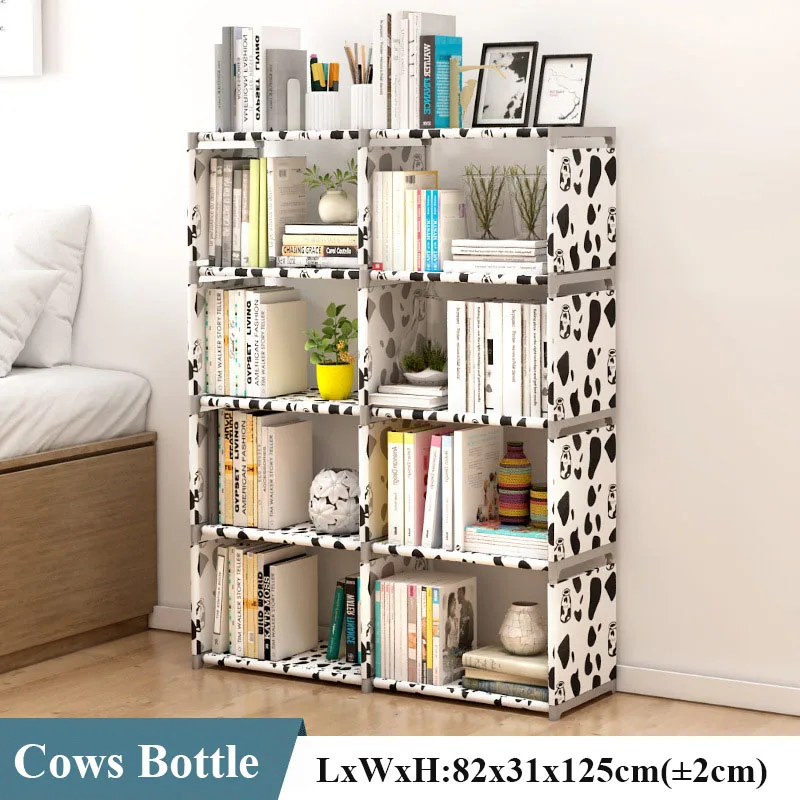 Cows Bottle Многофункциональная простая двухрядная книжная полка для кабинета, книжная полка для хранения книг, полка для гостиной, стеллаж для мелочей, креативное украшение для дома - Цвет: Cows Bottle