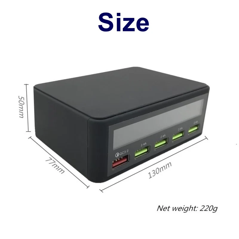 Tongdaytech QC 3,0 Быстрая зарядка 5 портов Usb lcd дисплей Каррегадор мульти телефон Быстрая зарядка для Iphone Xiaomi порт atil Cargador