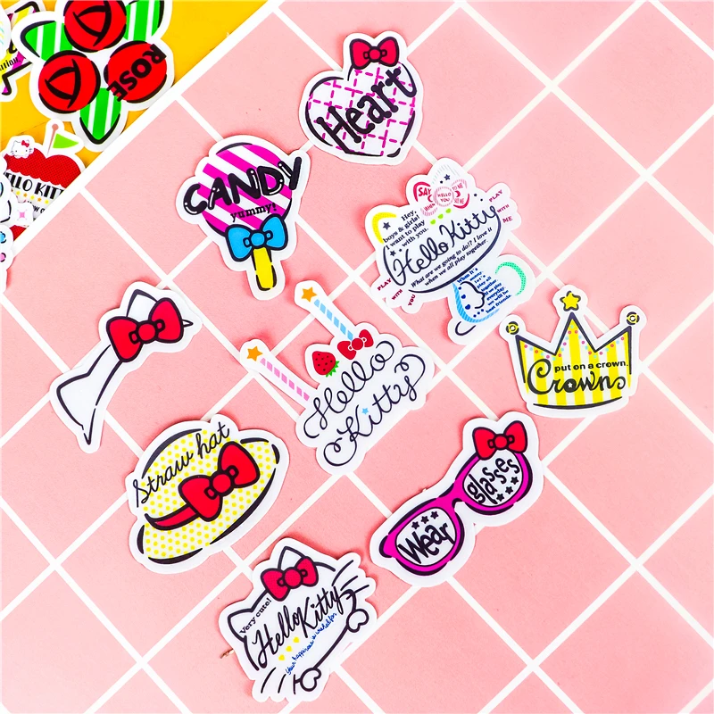 

38Pcs cute text Stickers Cartoon Character Scrapbooking Sticker For DIY Luggage Laptop Skateboard Motorcycle Pattern Sticker