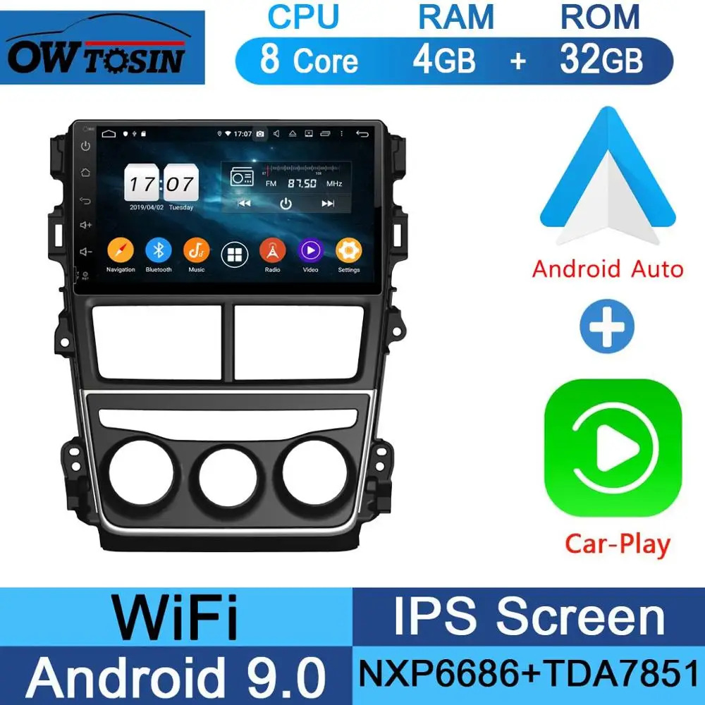 32G CarPlay Android " ips 8 Core 4G+ 64G Android 9,0 автомобильный DVD мультимедийный плеер gps Радио для Toyota Yaris, Vios DSP CarPlay Parrot BT - Цвет: 32G CarPlay Android