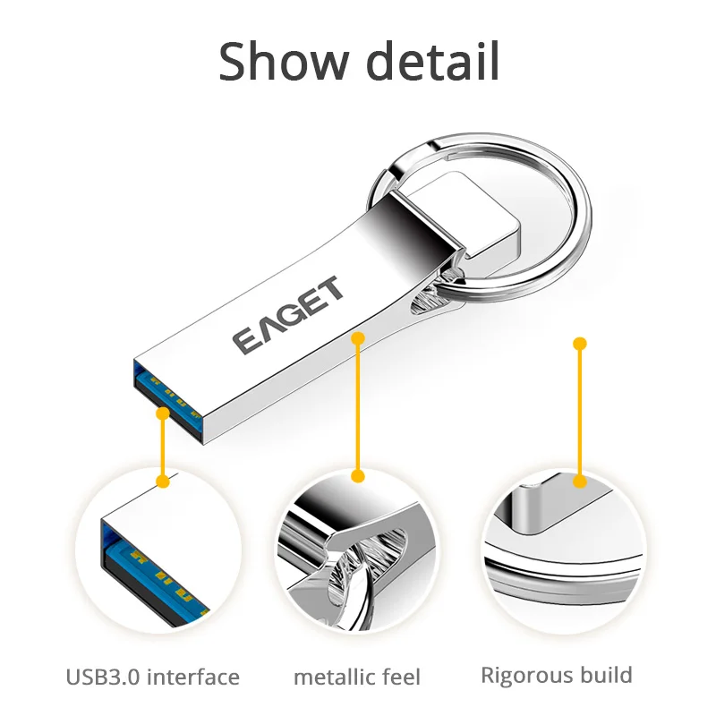 EAGET Mini Waterproof Pendrive Flash Disk 128GB USB 3.0 16GB Key Ring Memory Stick Pen Drive 64GB Metal 32GB U90 | Компьютеры и офис