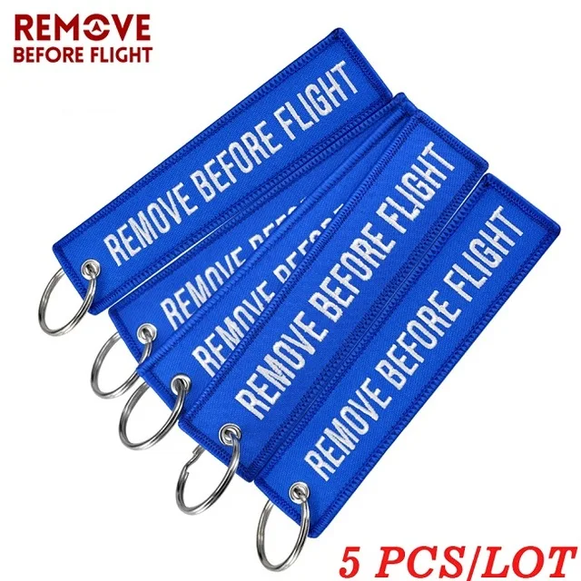 Синий Remove Before Flight Chaveiro тег брелок с вышивкой брелок для ключей для авиации OEM Брелоки ювелирные украшения Чемодан бирка в виде брелка для ключей, 5 шт./лот - Цвет: Синий