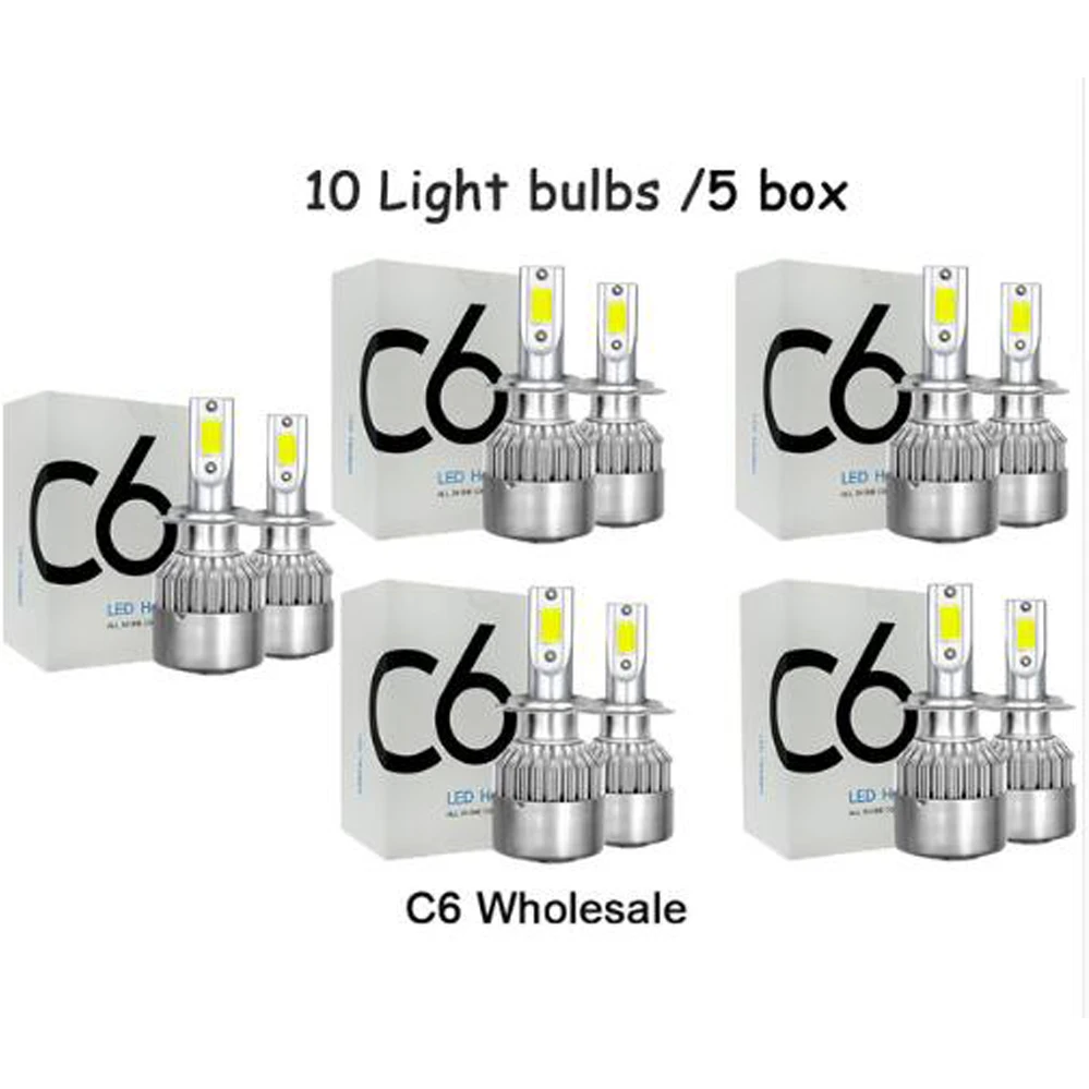 

C6 Wholesale Car Fog Lights Bulbs H7 LED H4 9003 HB2 H11 Led H1 H3 H8 H9 880 9005 9006 H13 9004 9007 Auto Headlights 12V Light