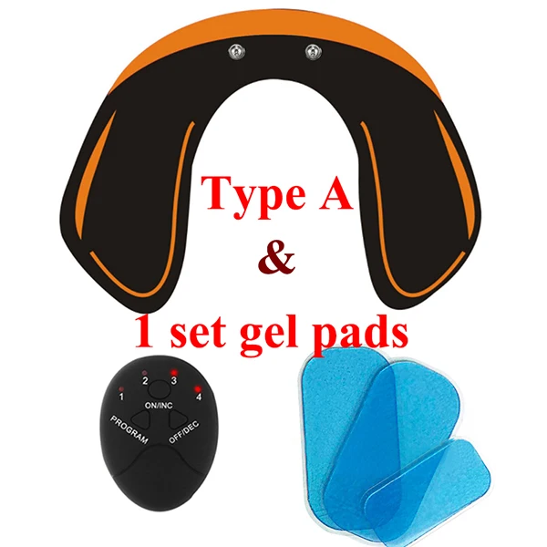 type A and gel pads EMS, беспроводной тренажер для бедер, электрический стимулятор мышц живота, талии, формирователь для фитнеса, ягодиц, тонера, лифтинг, массажер для похудения - Цвет: type A and gel pads