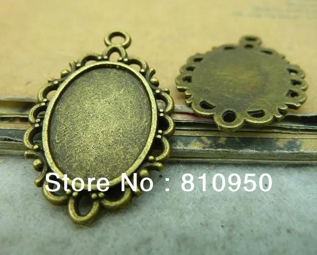 

60pcs/lot 20x30mm Inner:13x18mm Alloy Antique Bronze Blank Lace Pendant Base Setting DIY Jewelry Finding
