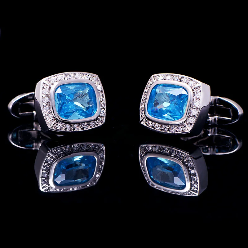 KFLK Роскошные abotoaduras запонки для рубашек мужчин брендовые на пуговицах с голубыми