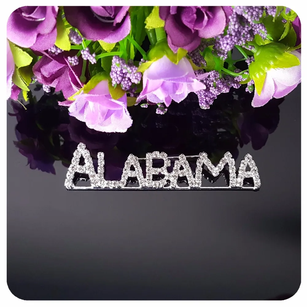 Тема США подарок Bling Стразы Алабама государственное слово булавка Кристалл Брошь