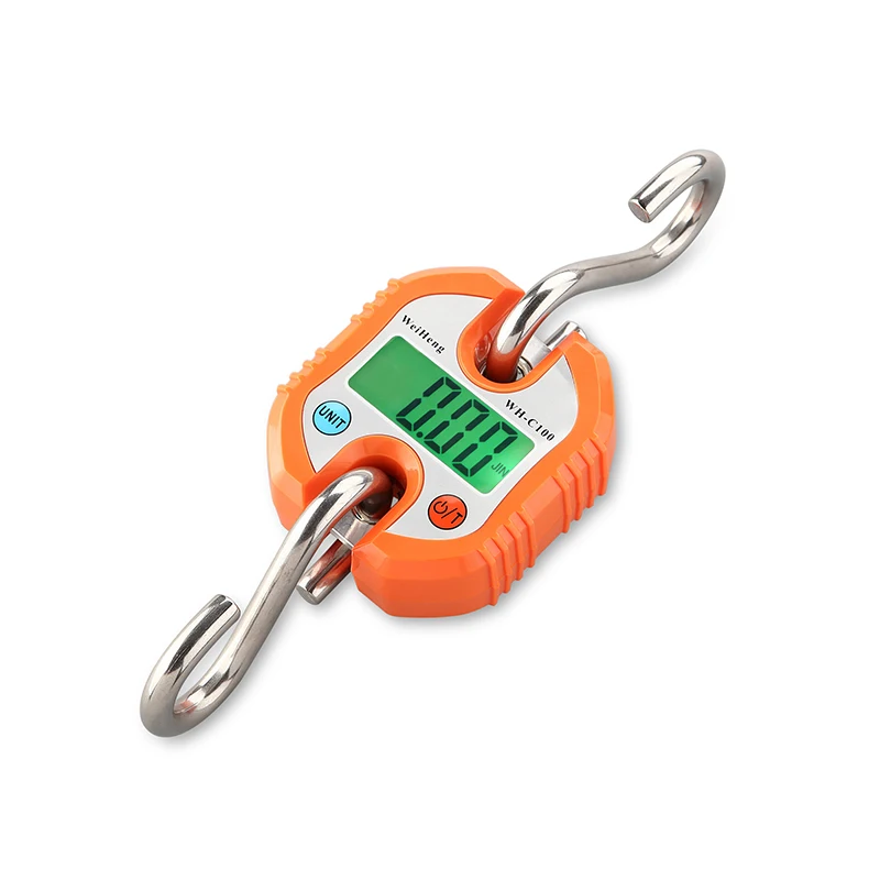 Orange 150 кг/50 г портативные цифровые весы сверхмощные Карманные электронные шкала подвесного крючка с подсветкой ЖК-дисплей мини весы с двойным крюком - Цвет: Orange