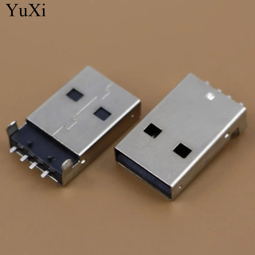 

10 шт./лот USB 2,0 штекер типа A USB PCB, разъем 180 градусов SMT SMD, USB-Коннекторы