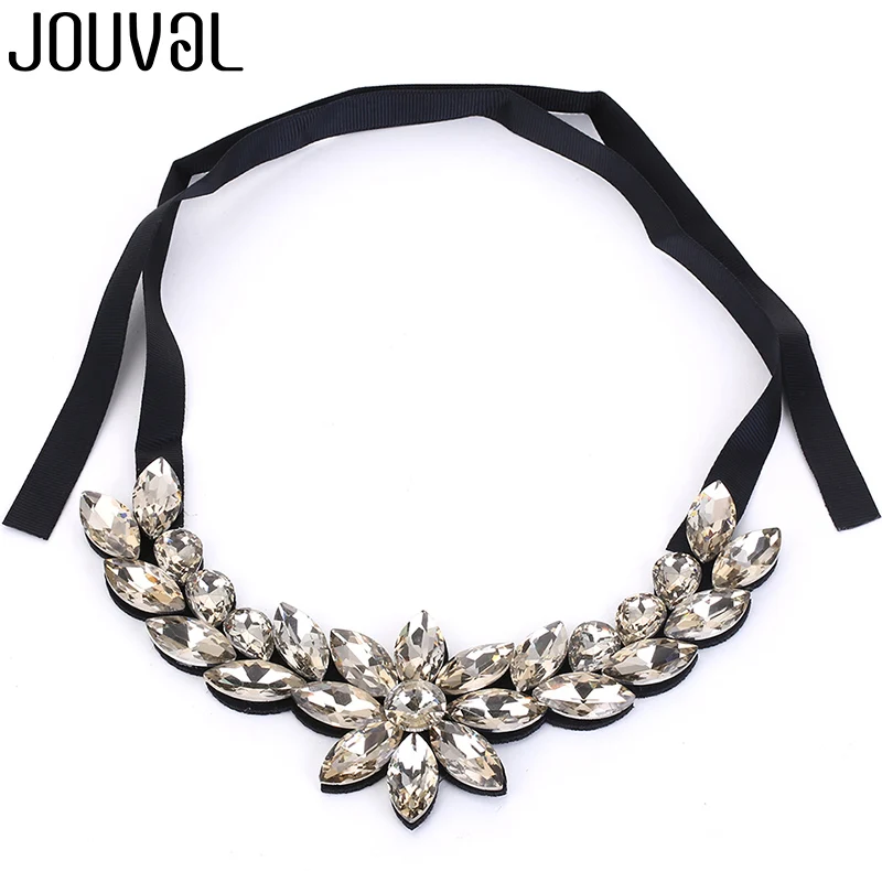JOUVAL Европейский Воротник Чокеры ожерелье для женщин цветок ленты Кристалл