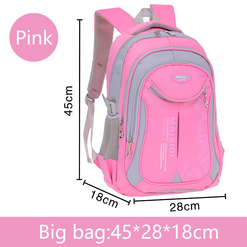 Pink big Школьный ранец для начальной школы 1, 3, 4, 6 лет, для мальчиков и девочек, Детский рюкзак на плечи, ультра-светильник, подарок для мальчика 6-12 лет - Цвет: Pink big