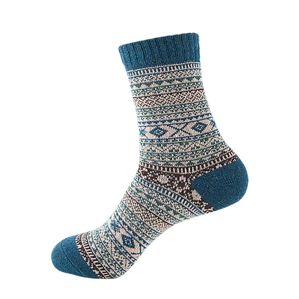 BU Socks Women Winter Womens Vintage Winter Geometry Print Soft Warm Thick Cold Knit Wool Crew Socks Comfortable Mujer Invierno 10 - Цвет: BU