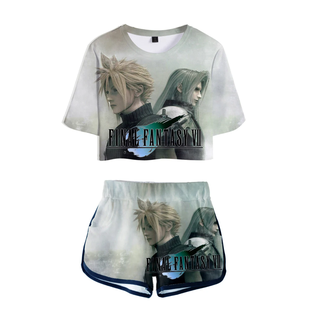 Final Fantasy Printed Женский комплект из двух предметов новая игра большой пупок короткий
