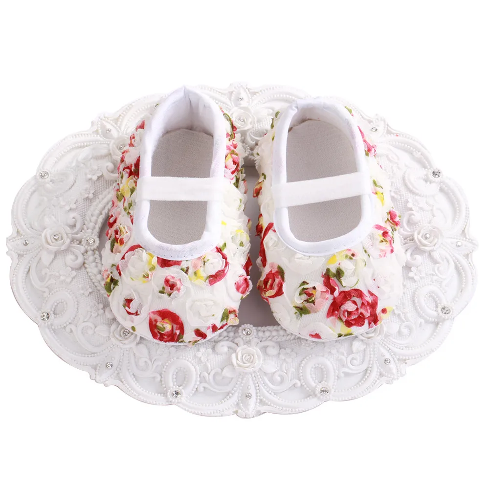 Весенняя обувь принцессы для малышей девочек с цветочным принтом из хлопка