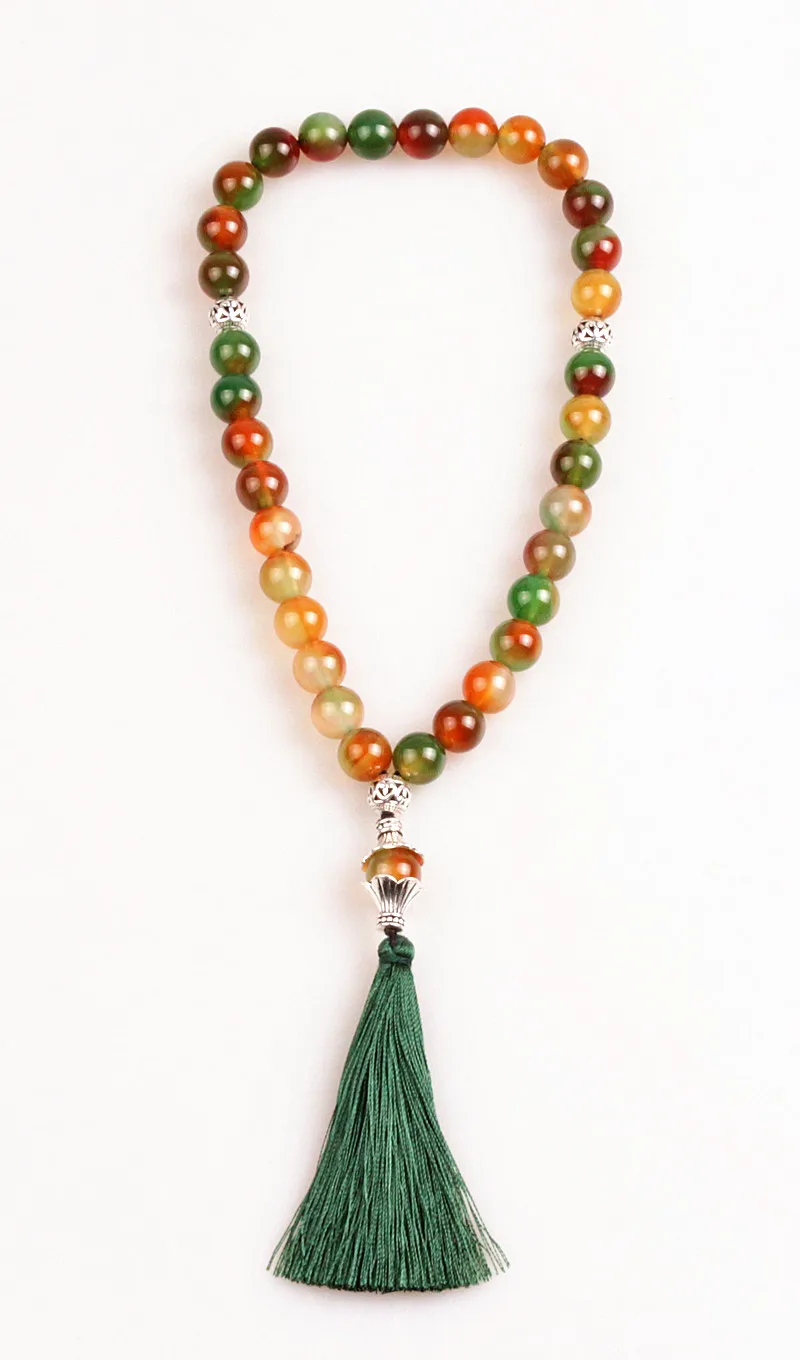 10mm stone bead tassel pendant 33 Prayer Beads Islamic Muslim Tasbih Allah Mohammed Rosary for women men | Украшения и аксессуары