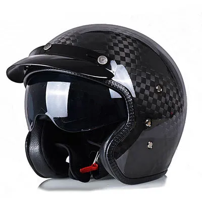 12K carbon fiber AMU moto rcycle карбоновый шлем Polit jet с открытым лицом Шлемы Ретро КАСКО Мото шлем мото внутренний козырек - Цвет: 12K carbon fiber