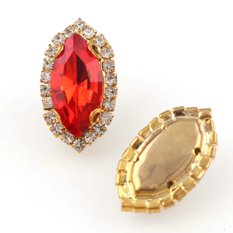 Конский глаз Золотая основа для шитья с красочным стеклом камнем коготь