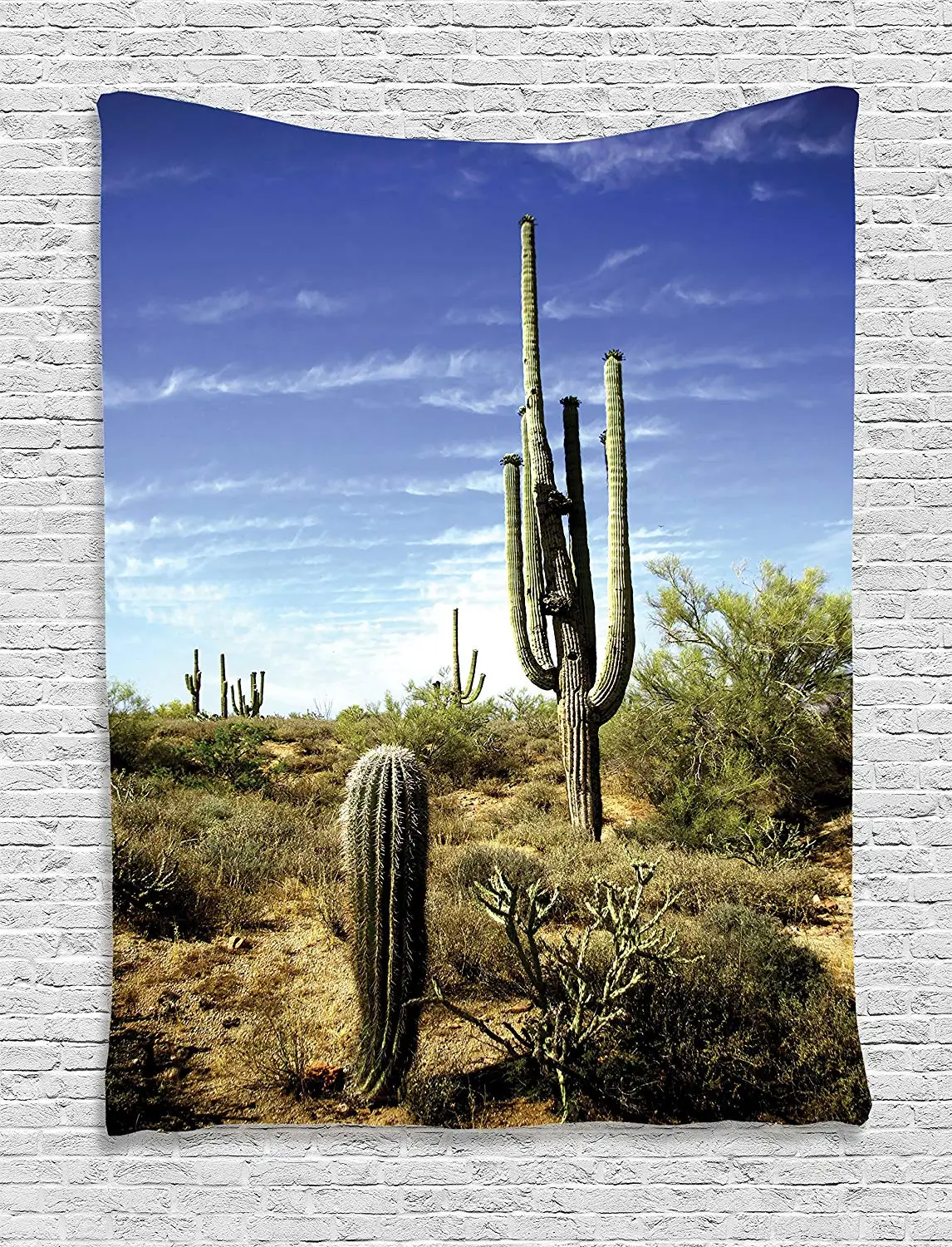 Гобелен настенный высокий Сагуаро кактус с пропитанными листьями пустынные
