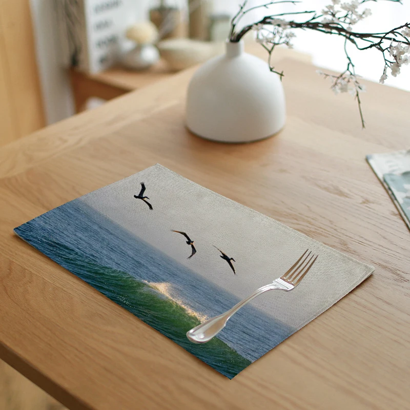 Простая скатерть 42x32 см чехол с изображением птицы утки заката коврик для чайного