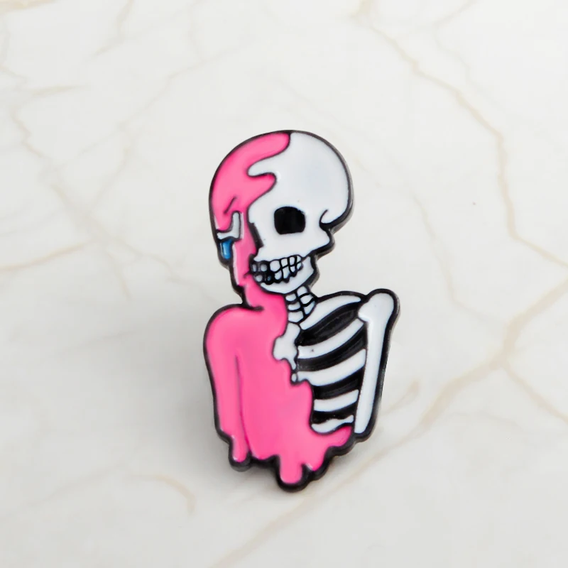Розовый Скелет брошь череп значки для детей Женская и мужская шапка Сумка Одежда