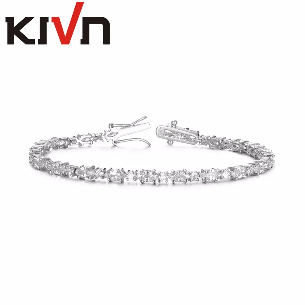 

KIVN Fashion Jewelry Flower CZ Cubic Zirconia Women Girls Wedding Bridal Bracelets Christmas Mothers Promotion Birthday Gifts