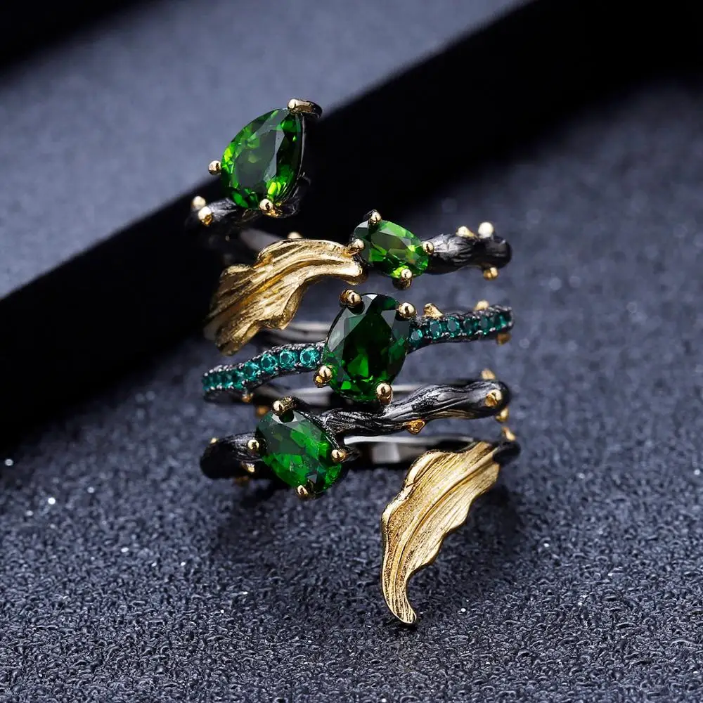 Женские кольца GEM'S BALLET 2.57Ct натуральный хром диопсид кольцо на палец 925 пробы