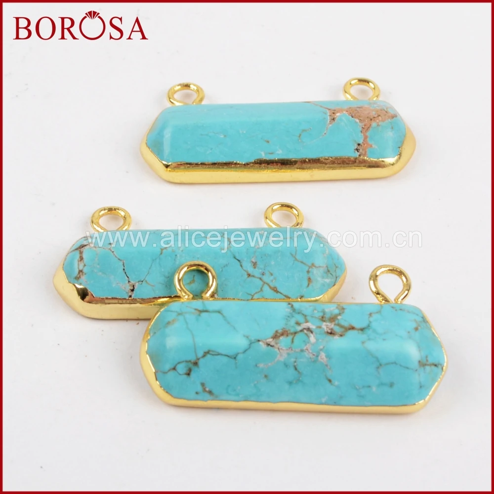 BOROSA 5 шт Золотой Цвет Druzy Синий Бирюзовый говлит камень Концевая точка