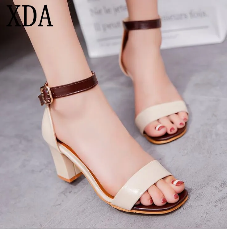 XDA 2019 Летние женские босоножки сандалии с открытым носком на высоком каблуке
