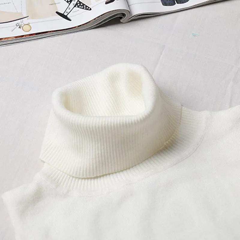 Осенняя Сексуальная водолазка белый женский свитер 2018 Женский однотонный тонкий