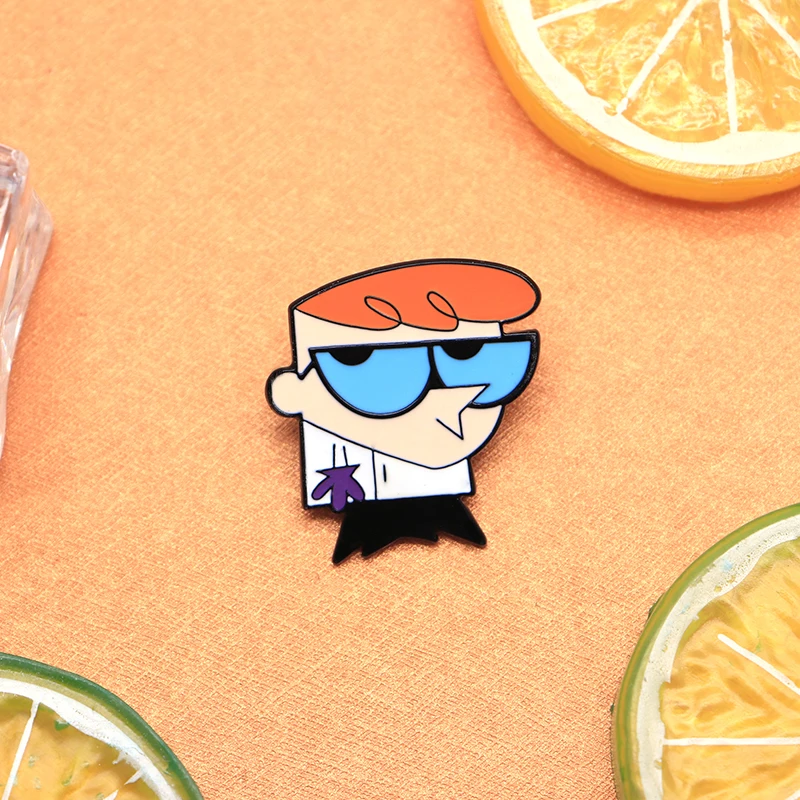 Мультфильм аниме мальчик Броши Dexter's Laboratory эмалированная булавка для мальчиков девочек нагрудная булавка шляпа/булавки "Сумка" джинсовая куртка Женская Брошь Q757