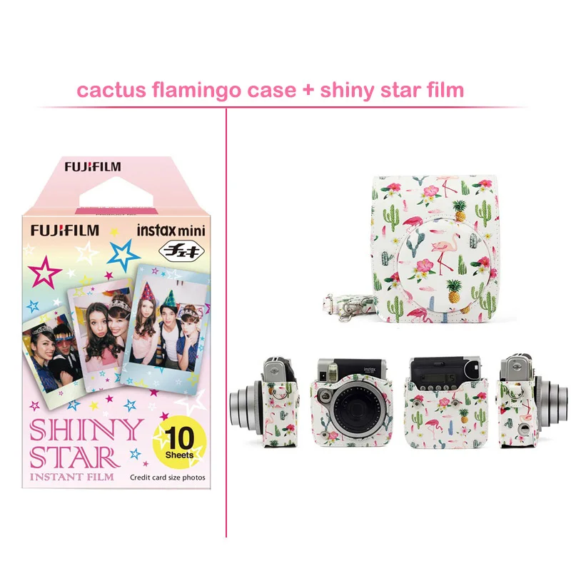 Оригинальная цветная пленка Fujifilm Instax Mini с защитным чехлом из искусственной кожи