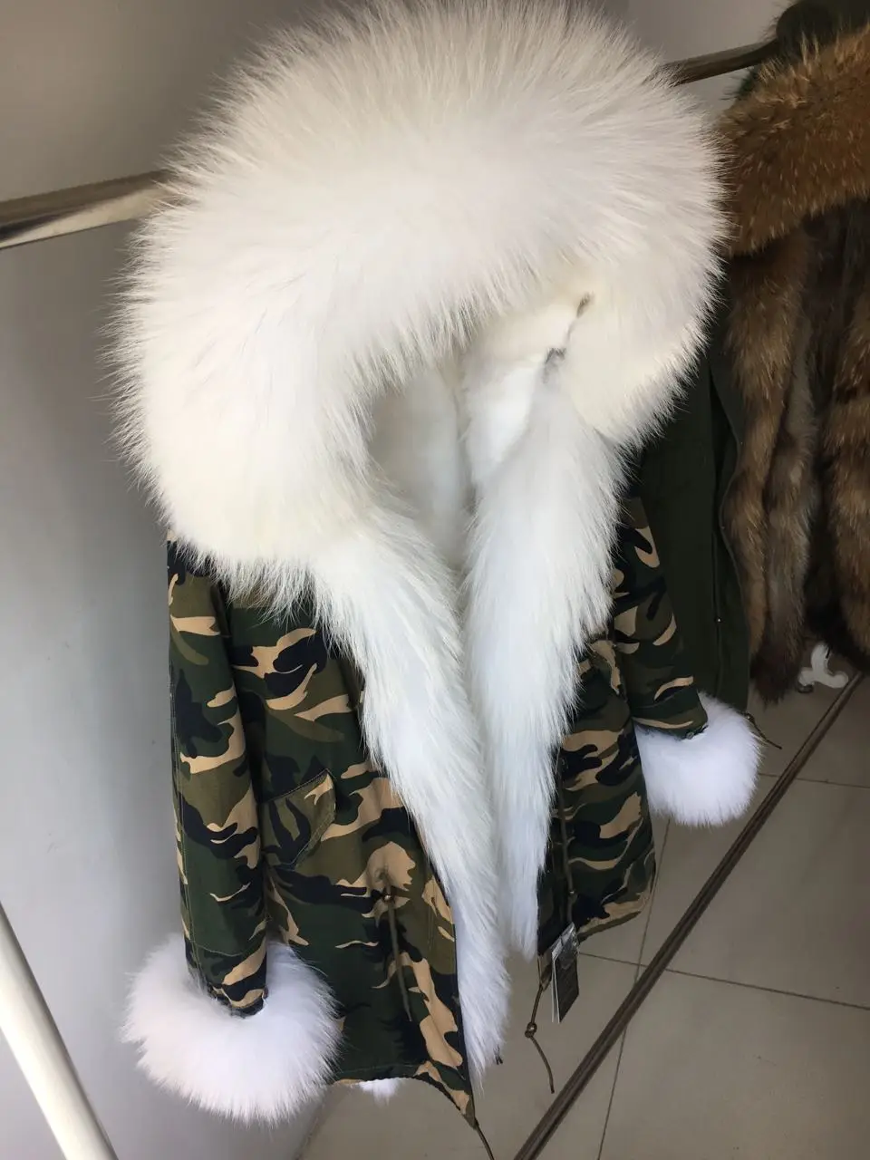 Женское пальто из лисьего меха, парка, зимняя куртка, пальто, женская парка, большой воротник из натурального меха, куртка Дамская, длинная верхняя одежда из натурального Лисьего меха
