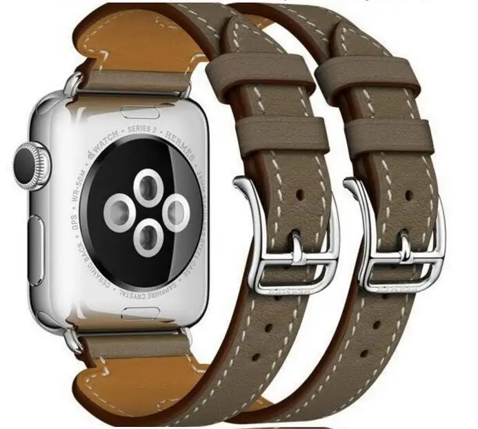 Серия 5/4/3/2/1 браслет из натуральной кожи с двойной пряжкой для Apple Watch 38 мм 40 42 44