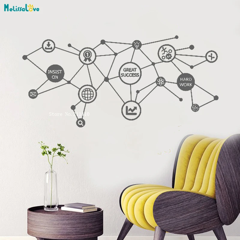 Офисная вдохновляющая сетка успех процесс и соединение слова Настенная Наклейка