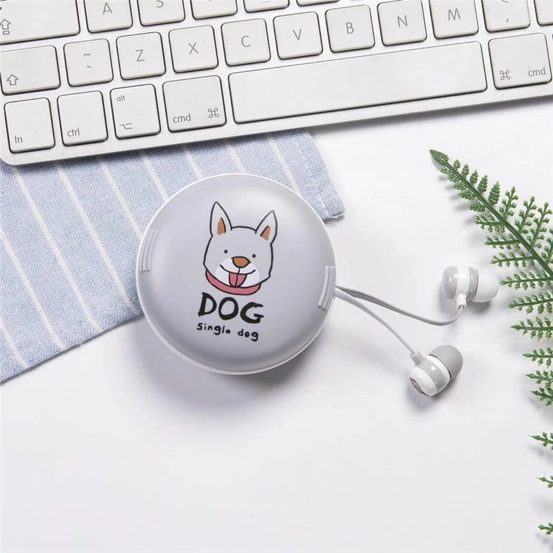 Cute 3.5MM Wired Earphones Stereo Sports Headset With Earphone Storage Box Set For Smartphone | Электроника