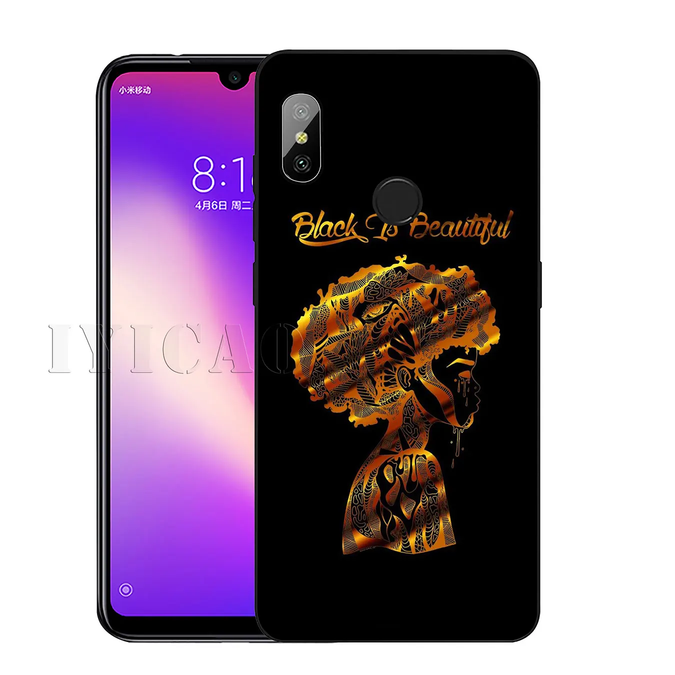 IYICAO African Girls Soft Silicone Phone Case for Xiaomi Redmi K30 K20 8A 7A 6A 5A S2 GO Note 8 8T 7 5 6 Pro Black TPU Cover |