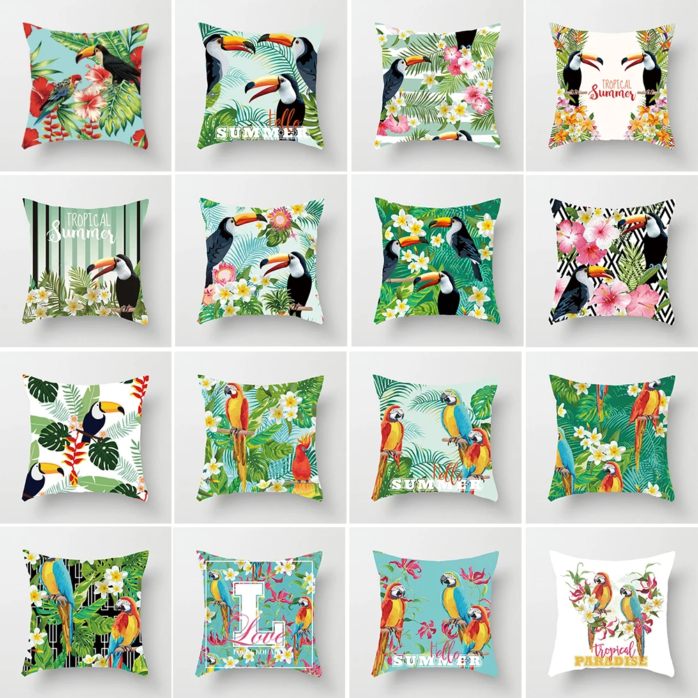 Hot Cushion Cover Lovely Toucan Leaves Square Throw Pillow Case Home Sofa Cafe Decor | Дом и сад