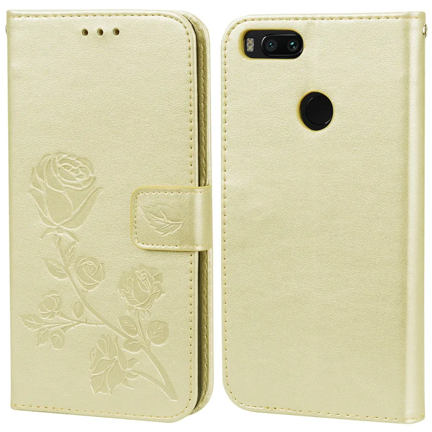 Кожаный чехол с откидной крышкой и розовым цветочным для Xiaomi Mi 5 6 A1 A2 5X 6X 5C 5S
