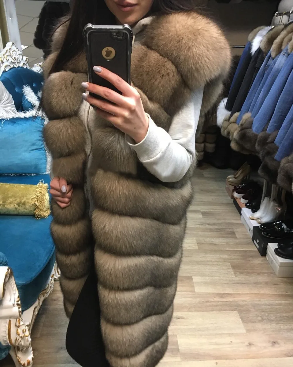 Натуральный Лисий мех пальто натуральный мех лисы длинная куртка-жилет женское теплое пальто натуральный мех пальто куртка натуральный мех пальто