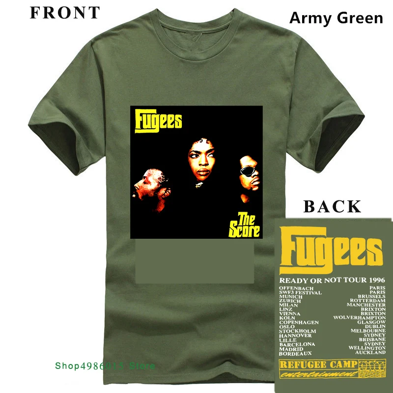 Армейский зеленый Винтаж 1996 Fugees счет готов или не концертный тур футболка Перепечатка Летняя мужская футболка брендовая одежда футболки с круглым вырезом - Цвет: Армейский зеленый